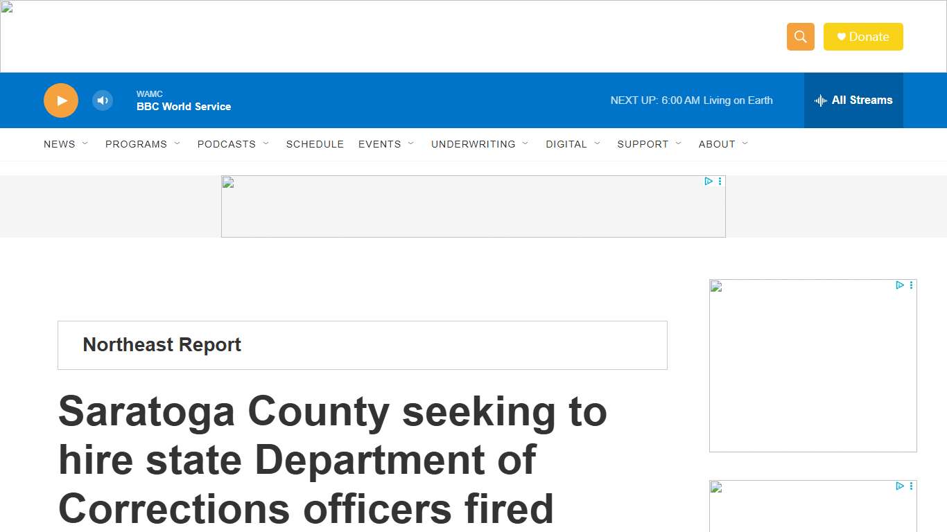 Saratoga County seeking to hire state Department of Corrections officers fired following wildcat strike WAMC